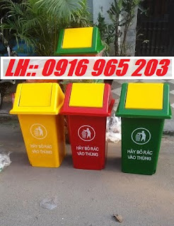 thùng rác công cộng 60 lít nắp bập bênh