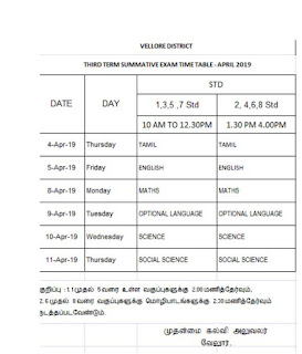 THIRD TERM SUMMATIVE EXAM TIME TABLE FOR PRIMARY & MIDDLE