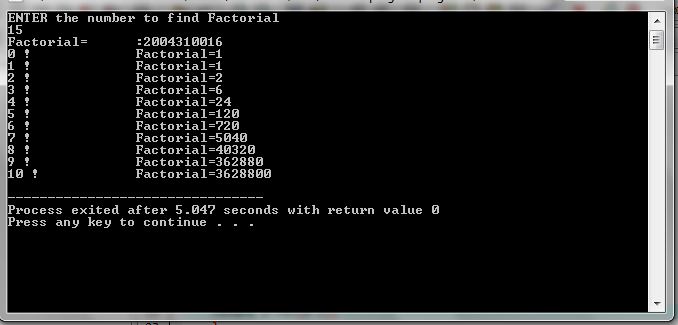 Program in C++ of Recursion