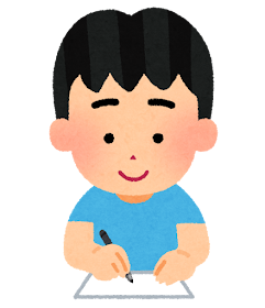 紙に何かを書く人のイラスト（男の子）