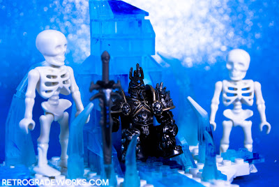 Lich King Arthas on the Frozen Throne with Skelebuddies