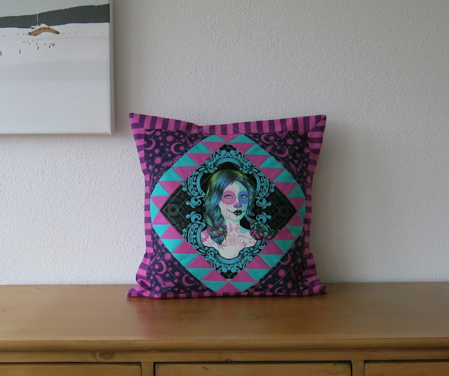 Luna Lovequilts - Quilted pillow / cushion in De La Luna collection by Tula Pink