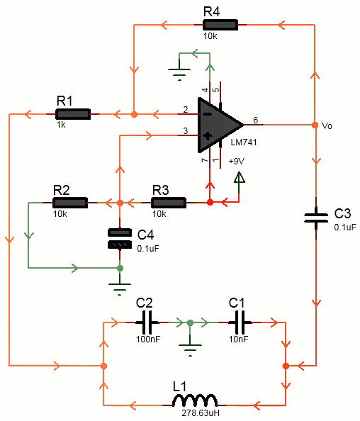 LM741 based Colpitts Oscillator Circuit diagram