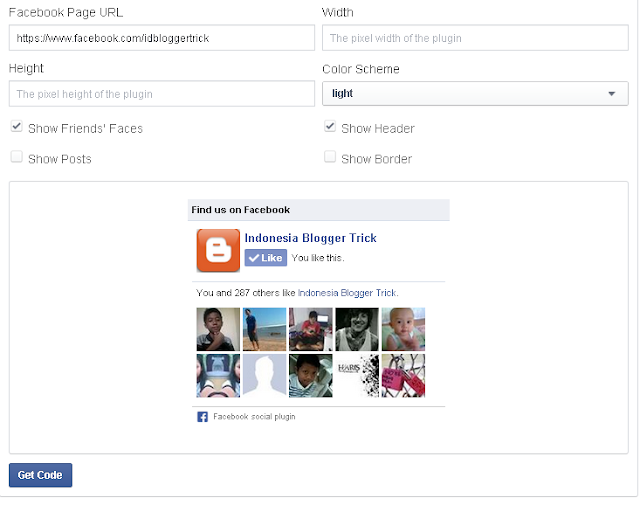 Setting Facebook like box di Blogger