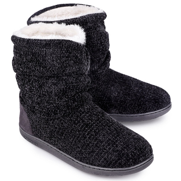 Chenille Knit Cosy Boots Slippers