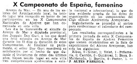 X Campeonato de España Femenino 1967, recorte en La Vanguardia