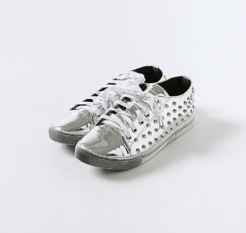 Stud Lace-Up Pleather Sneakers