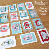 15 Handmade Christmas cards using Stampin Up Festive Tags Kit. Cards made by Diane Barnes - Independent Demonstrator in Sydney Australia. CAS cards - quick and easy cards - stampinupcards - colourmehappy - cardmaking