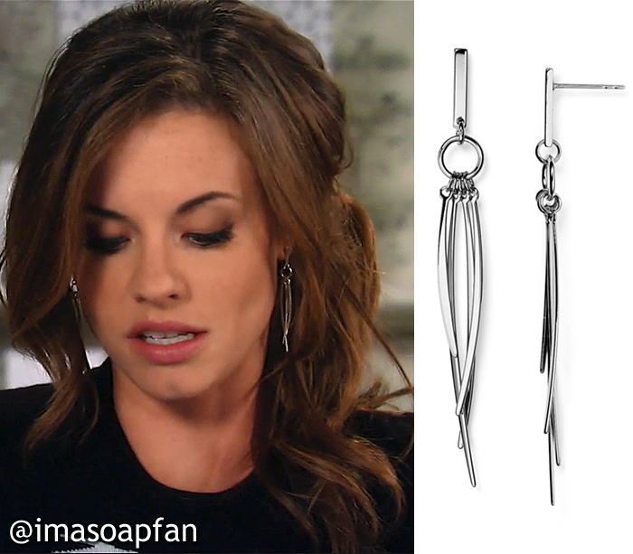 Maxie Jones's Silver Needle Drop Earrings - General Hospital, Season 54, Episode 07/29/16