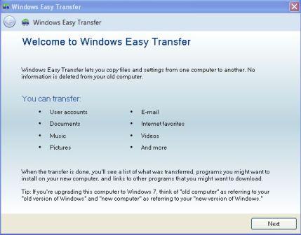 Windows Easy Transfer