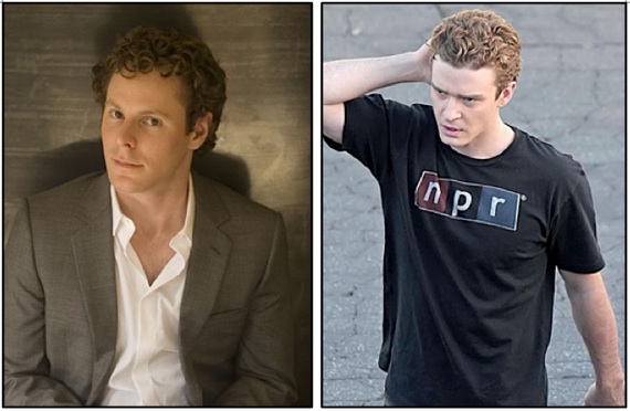 The real Sean Parker (co-founder) of Facebook and Justin Timberlake playing 