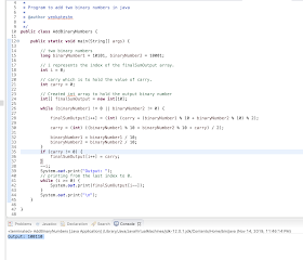 Java Program to Add Two Binary Numbers- way 1