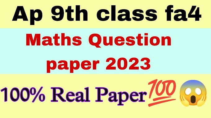  9th Maths fa 4 Question paper 2023 PDF answers keys ap formative assessment 4 Mathematics
