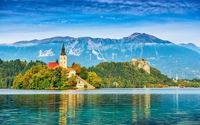 Lanskap Lake Bled, Slovenia