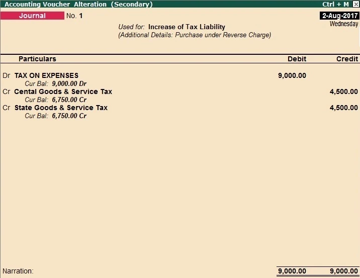 Treatment of Cash Expenses under GST in Tally (Reverse Charge)?