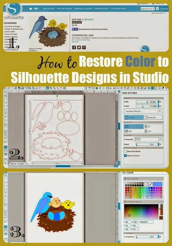 Silhouette Studio, restore, original color, Silhouette Store, design, Silhouette tutorial