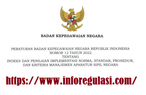 Peraturan BKN Nomor 12 Tahun 2022 Tentang Indeks dan Penilaian Implementasi NSPK Manajemen ASN - www.inforegulasi.com