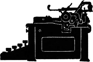 [Image Description] Silhouette of an old typewriter from the side.