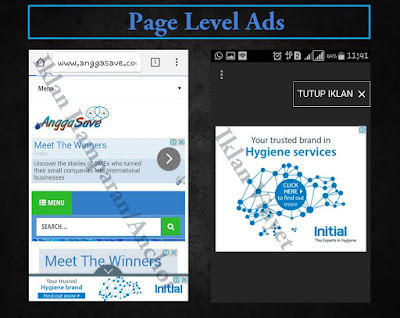 Memasang iklan page level ads bisa meningkatkkan penghasilan kita. Iklan tingkat laman ini berfungsi di mobile seluler. Ada 2 jenis iklan page level ads yaitu iklan vinyet dan hamparan/anchors