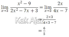 Penyelesaian limit fungsi aljabar dengan dalil L'Hopital