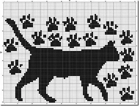 siluetas gatos punto de cruz monocromo  (3)