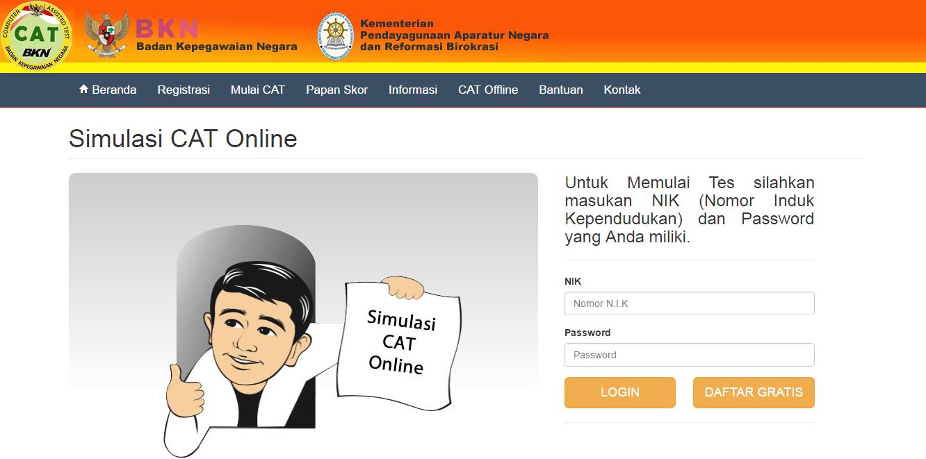 5 Situs  Penyedia Layanan Simulasi  CAT  CPNS Gratis Pak 