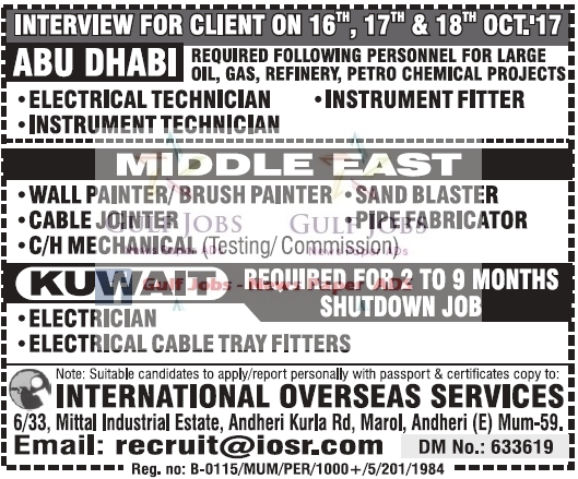 Abudhabi, Kuwait & Middle East Large JOb Opportunities