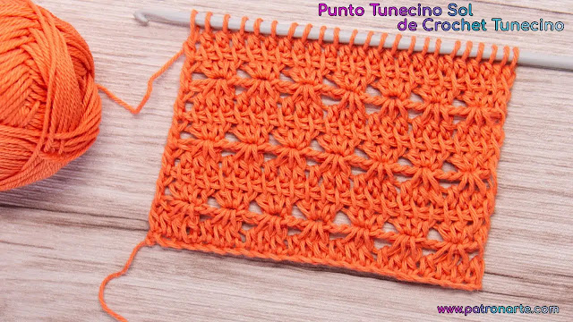 Punto tunecino sol a crochet