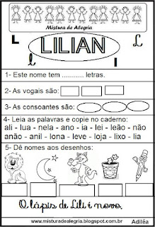 Brincando com o nome Lilian