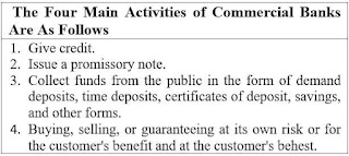 What are the four main activities of commercial banks?