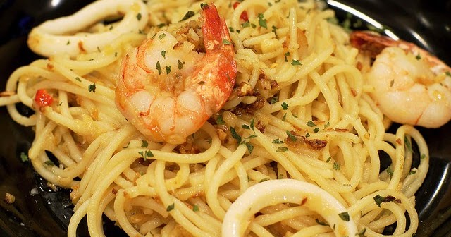 Resepi Spaghetti Aglio Olio Seafood Lazat [[ Masakan Italy ]]