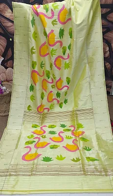 Half allover work paithani saree