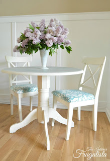 Small Round dining table and two chairs makeover