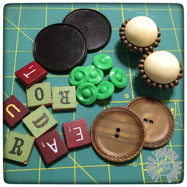 Vintage Buttons and Scrabble Tiles by Thistle Thicket Studio. www.thistlethicketstudio.com