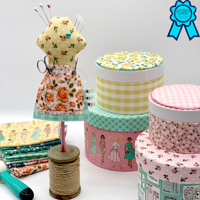 Fabric Boxes and Dress Form Pincushion ©Copyright 2023 Belinda Karls-Nace/Blue Ribbon Designs, LLC http://www.blueribbondesigns.blogspot.com