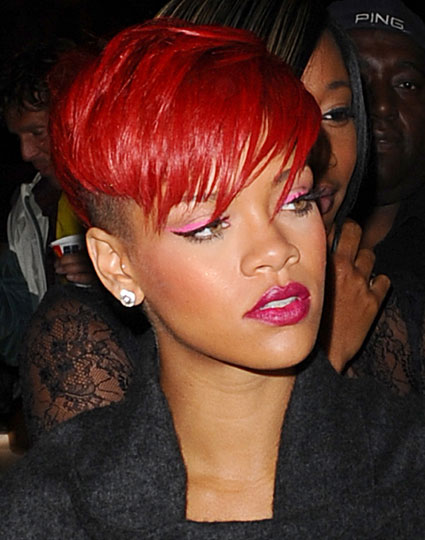 Funky Bright Red Undercut Hairstyle by Rihanna