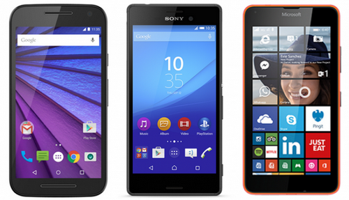 Perbandingan Motorola Moto G 2015 vs. Microsoft Lumia 640 vs. Sony Xperia M4 Aqua