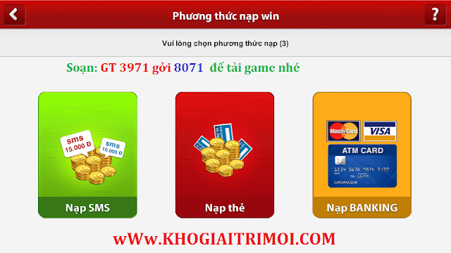 Hướng dẫn nạp Win vào tài khoản game iWin Online