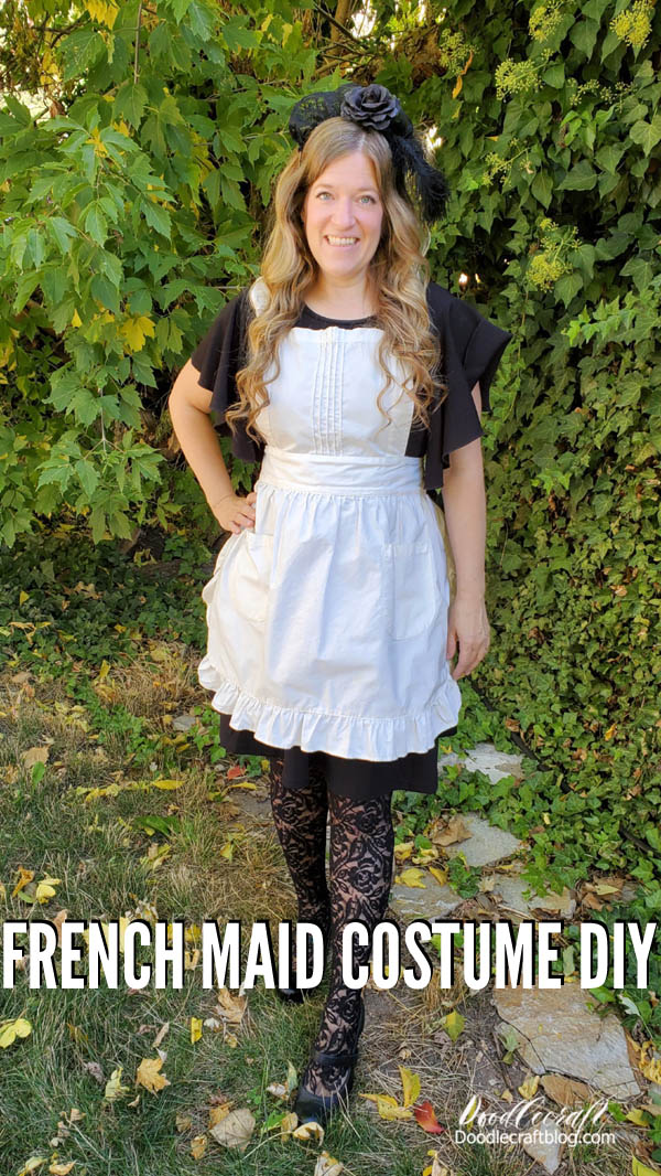 Learn how to make a French Maid costume with feather lace headpiece. This DIY cosplay is perfect for Halloween, conventions, or just because.