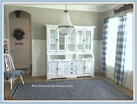 Blue & White-Decor-White-French- Farmhouse -Cottage-Style-Bread- Makers- Cupboard-Bakers -Cabinet-From My Front Porch To Yours