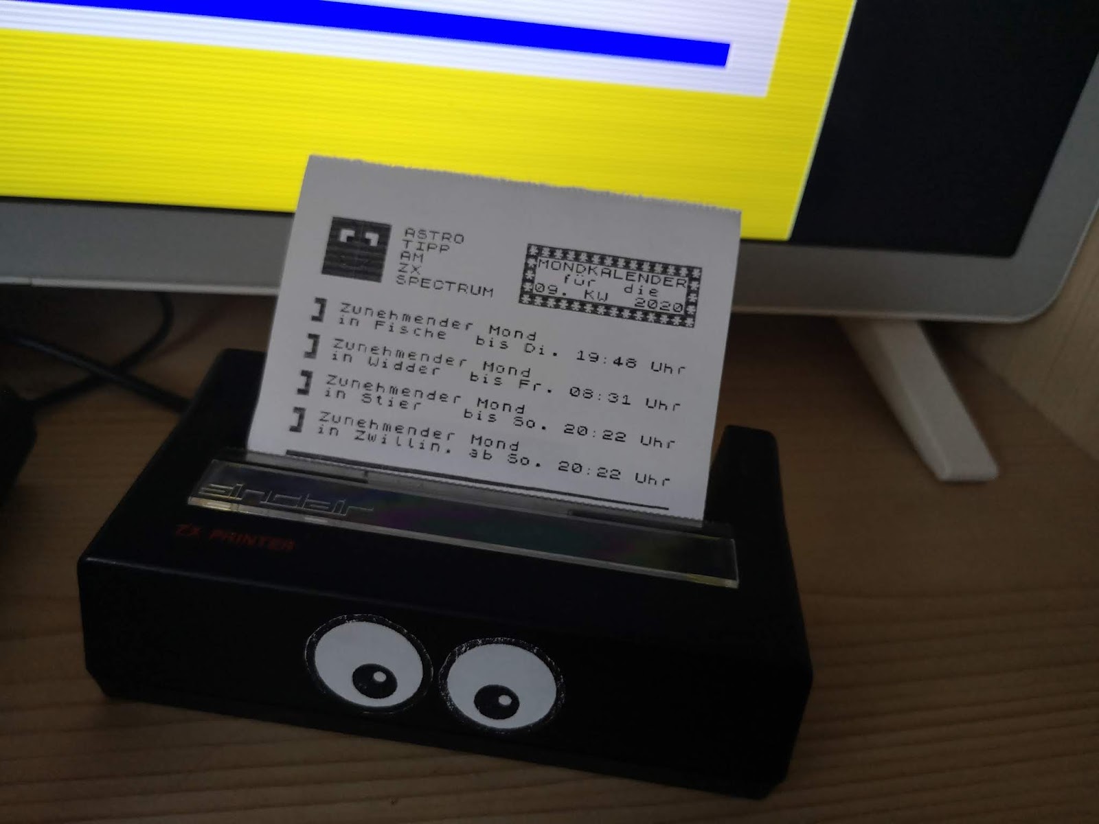 Mondkalender-Ausdruck vom ZX Printer