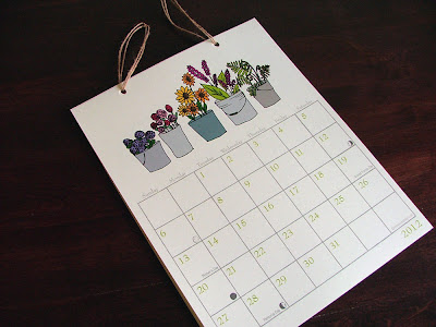 calendar showing plants in pots