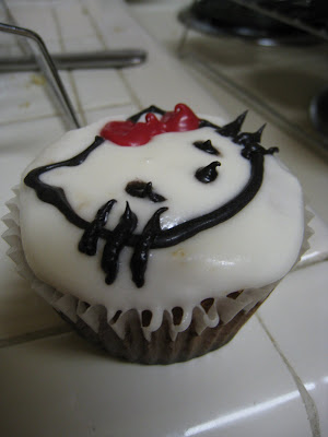 Step 5: Use chocolate that will melt to make rest of Hello Kitty face.