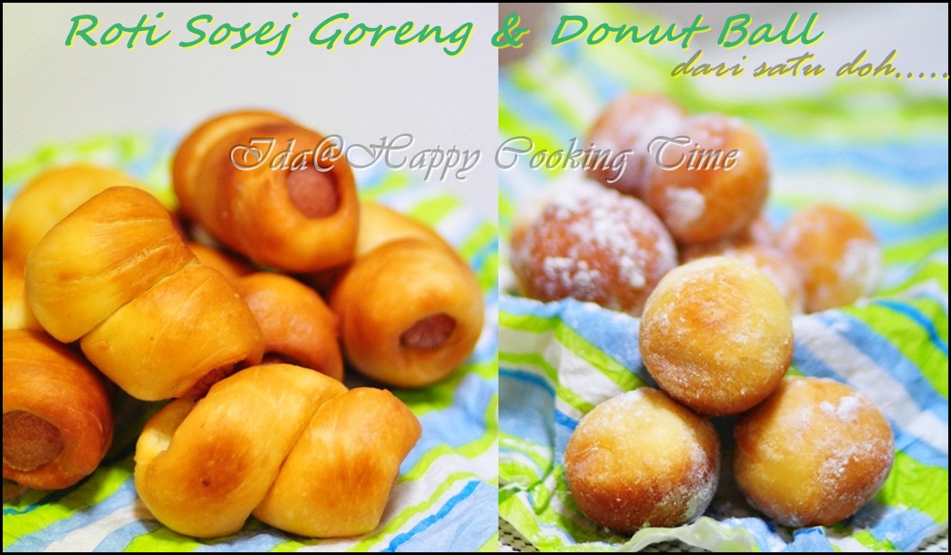 Roti Sosej Goreng & Donut Ball dari satu doh