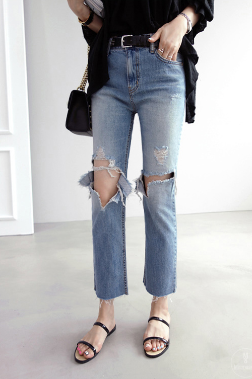  Denim Ripped Knee Jeans