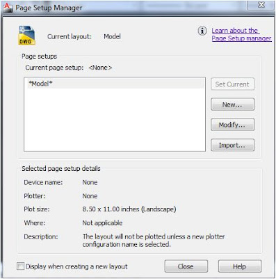 Page setup manager