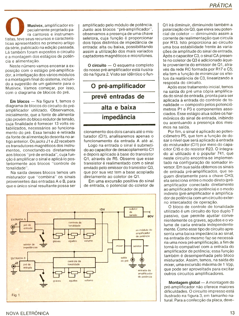 NOVA ELETRÔNICA n.91 - 09/1984 - AMP 120W MUSICVOX p/ voz e instrumentos