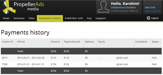 Earning Proof of Propellerads