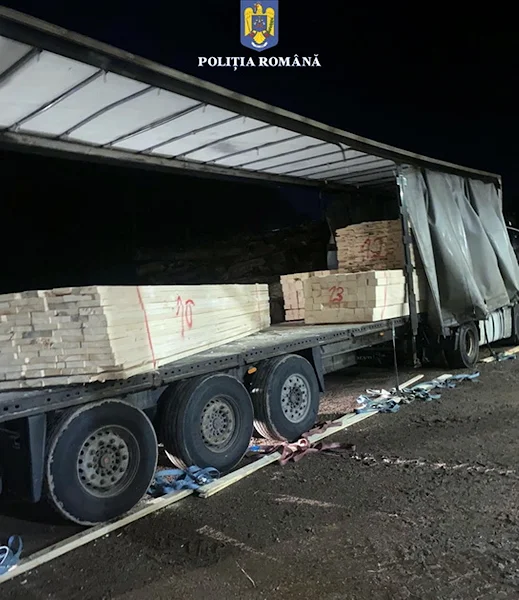 Camion al unei firme din Suceava, confiscat lângă Oradea pentru transport de cherestea fără documente