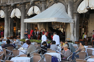 Tuxedoed waiters at Cafe Florian on Piazza San Marco, Venice.